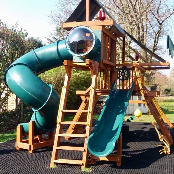  2 energetic little girls with a love for slides and imaginative play