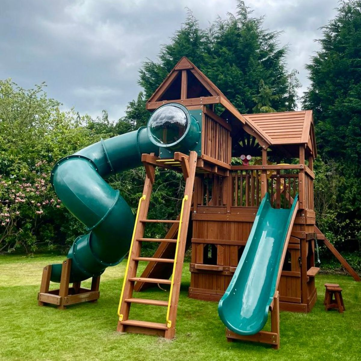 Garden climbing frame with slide on sale